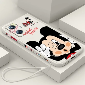 Disney Мини Мики Любов Изкуство Течно ляво въже телефон случай за OPPO A96 A94 A93 A77 A76 A74 A72 A57 A53 A16 Намери X5 X3 Lite F21 Изображение